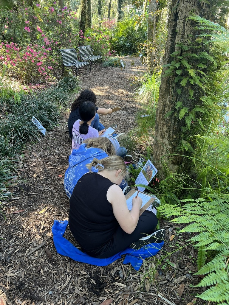 Students sitting outside reading 