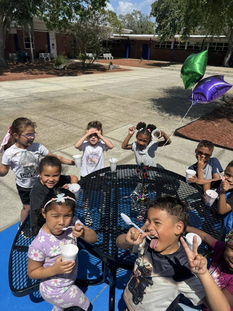 students enjoying their ice cream
