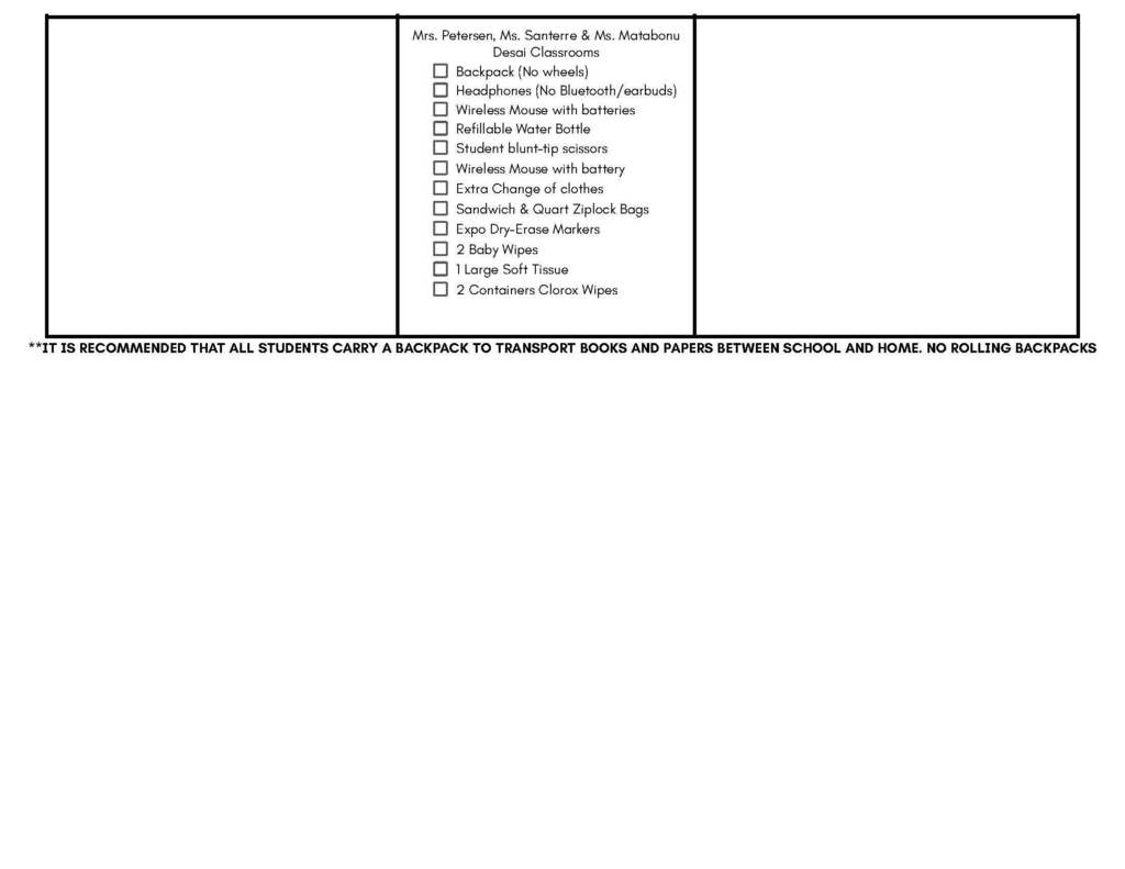 page 2 of school supply list