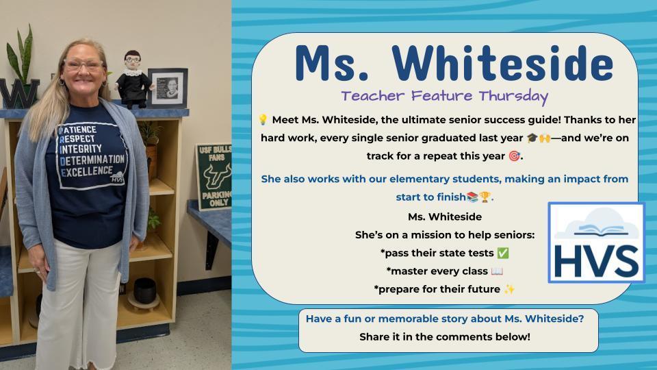 Teacher Feature Thursday-Ms. Whiteside