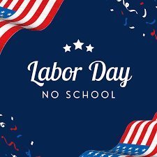 Labor Day with Red, white blue flags and confetti