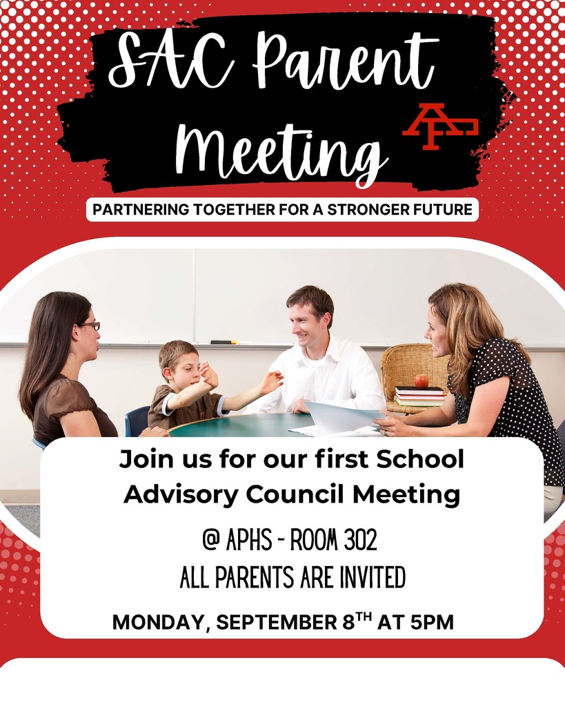 SAC Parent Meeting is on September 8th at 5PM