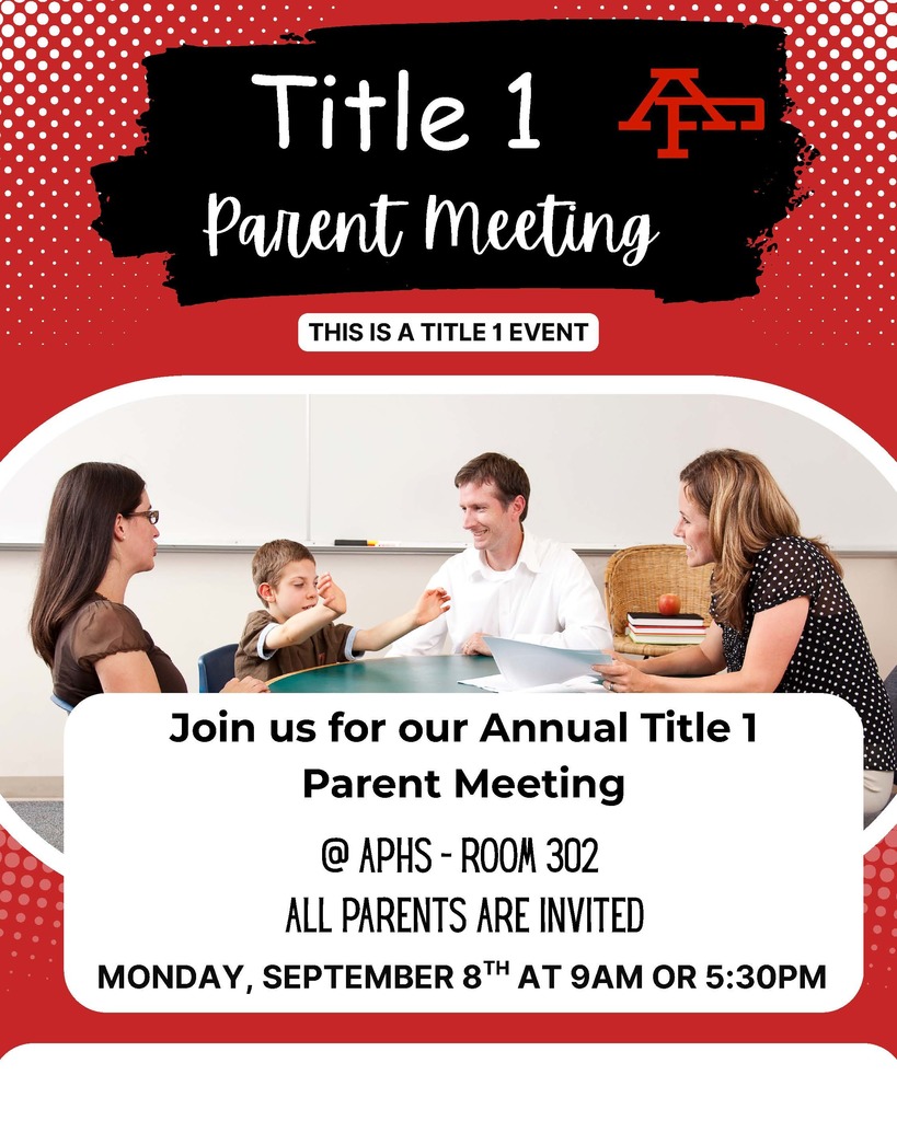Join us for a TITLE 1 parent meeting on September 8th