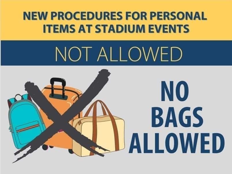 New Procedures Graphic No Bags Allowed Sign