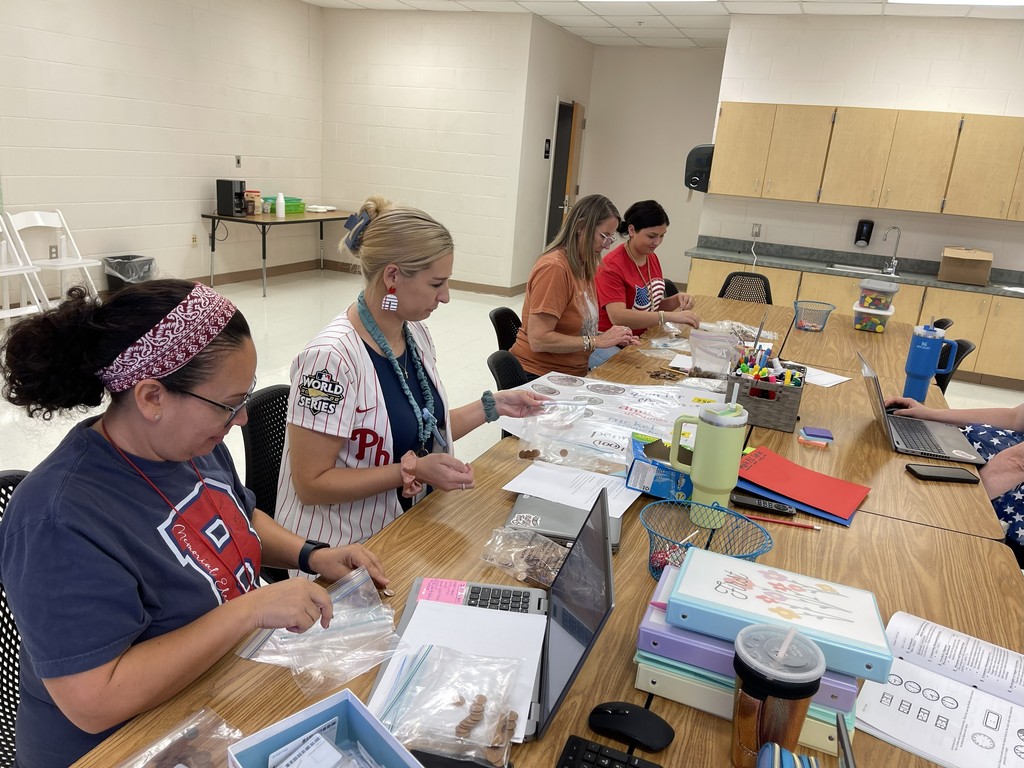 MES teachers making math bags for the kids