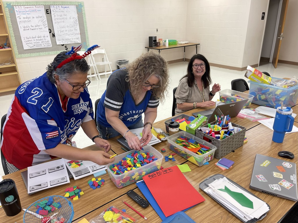 MES teachers making math bags for the kids