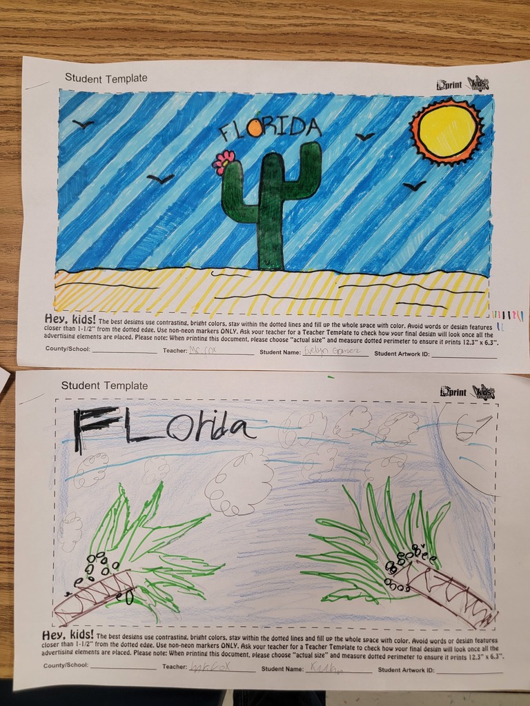 MES Student drawn and colored art for the Tag Art project with the Tag Agency