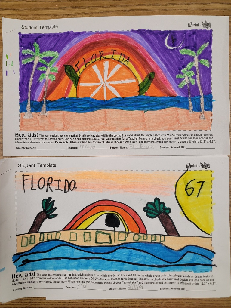 MES Student drawn and colored art for the Tag Art project with the Tag Agency