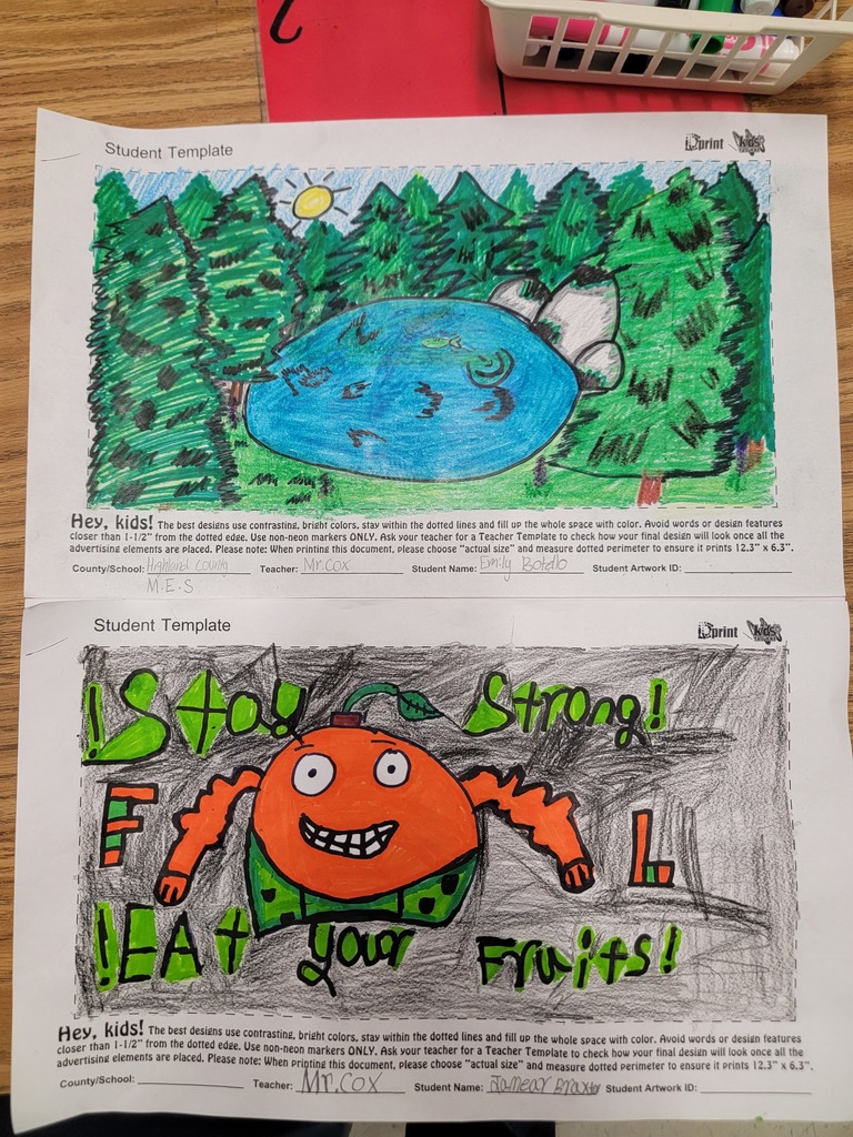 MES Student drawn and colored art for the Tag Art project with the Tag Agency