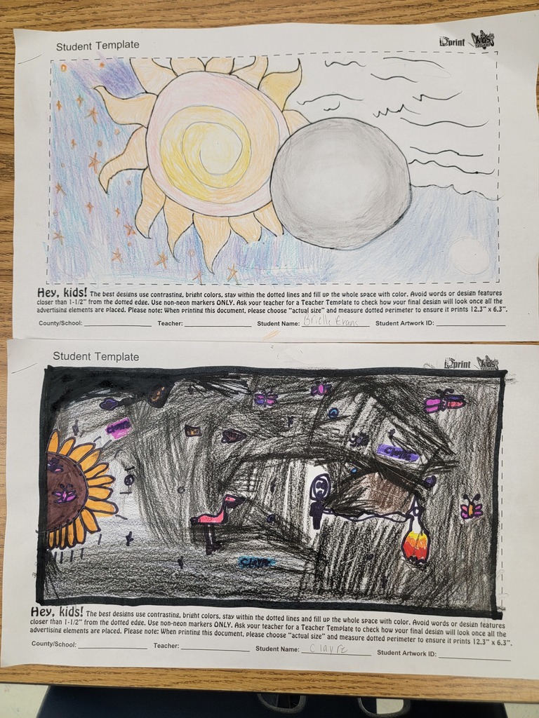 MES Student drawn and colored art for the Tag Art project with the Tag Agency