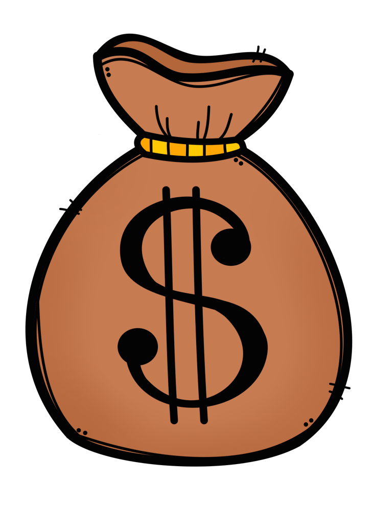 Bag with money symbol on it.