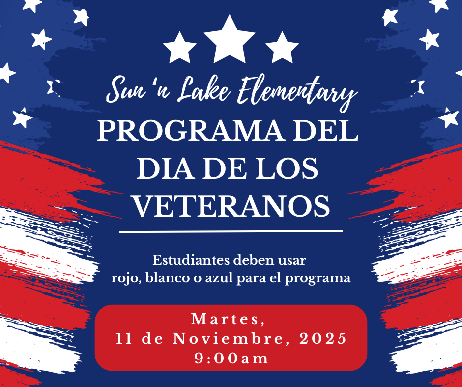 Join us on November 11th for our Veterans Day Program at 9:00am! Students should wear red, white, or blue that day. We hope to see you there!
