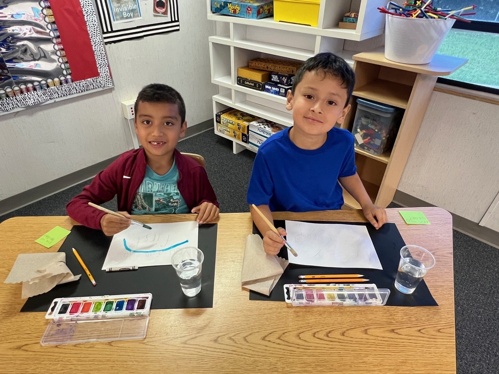 Gifted students painting art