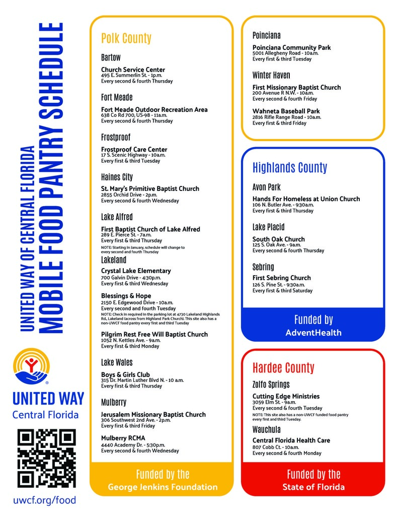 Mobile Food Pantry Schedule