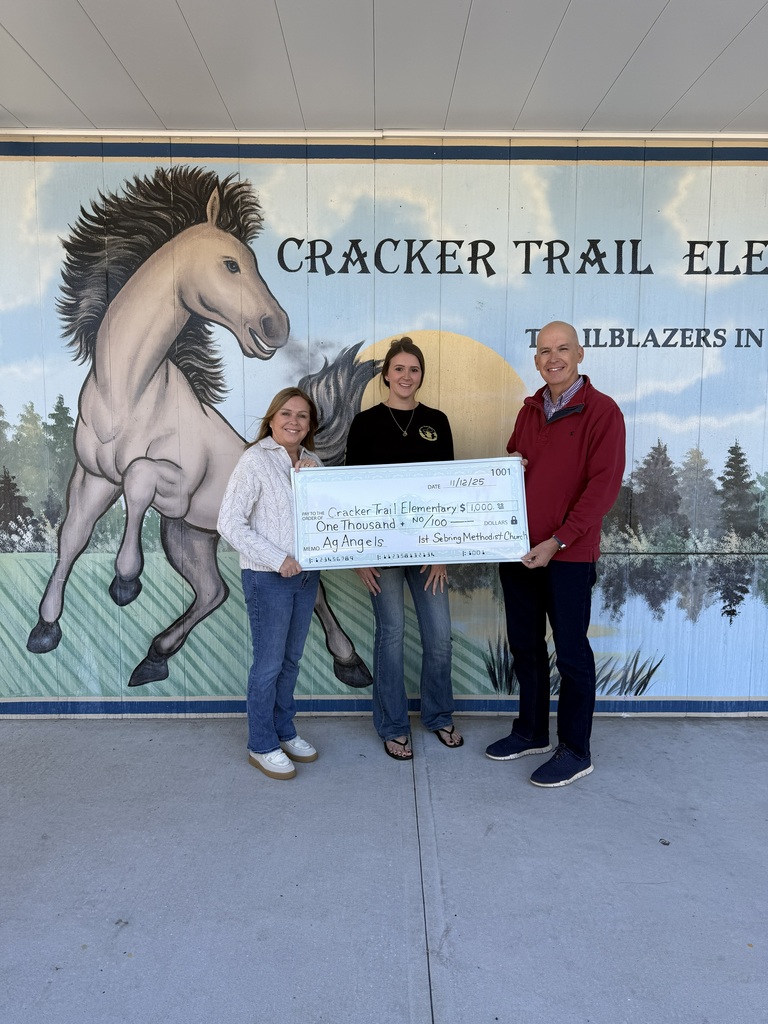 Pictured receiving the donation is CTE teacher Alison Juliano, CTE Secretary & One of Patsyβs Elves Tara Lee, and First Sebring Church Lead Pastor David Juliano.