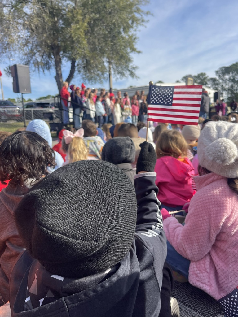 Flag waving in crowd of students