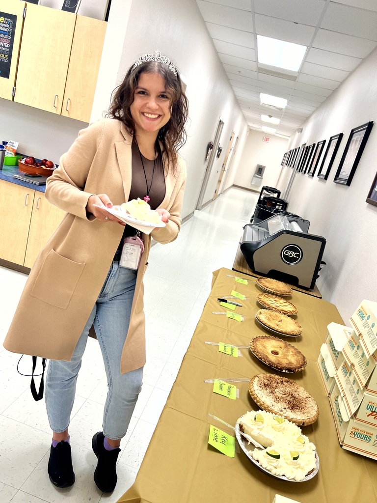 MES Staff enjoying Pie Day.