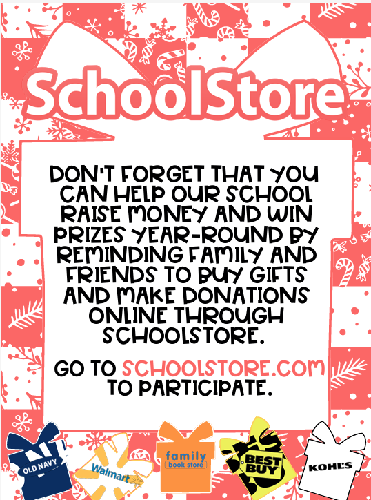 Help us raise money by participating in our schoolstore.com fundraiser.