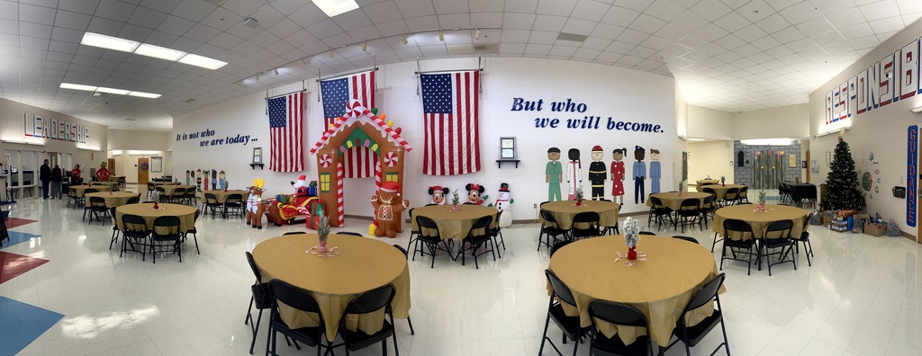 Tables all set for Christmas Lunch at MES