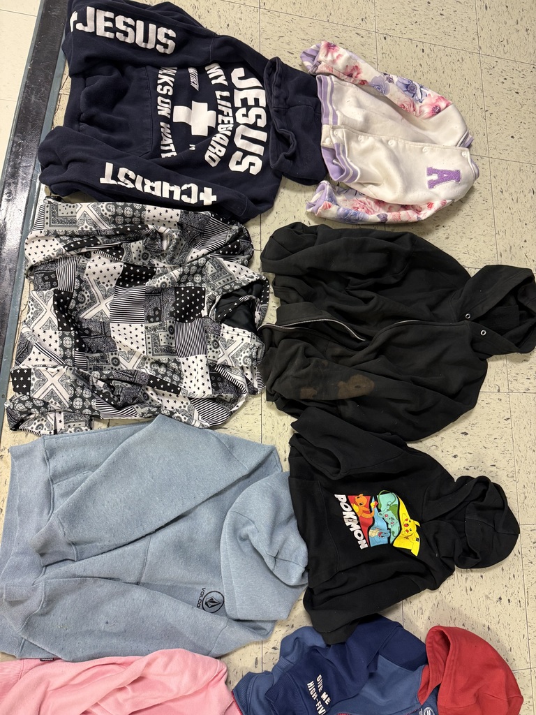 A variety of hoodies, including a navy one with "JESUS IS MY LIFEGUARD," a floral/white top, a black and white patterned top, a plain black hoodie, a light blue Volcom hoodie, and a black Pokémon hoodie.
