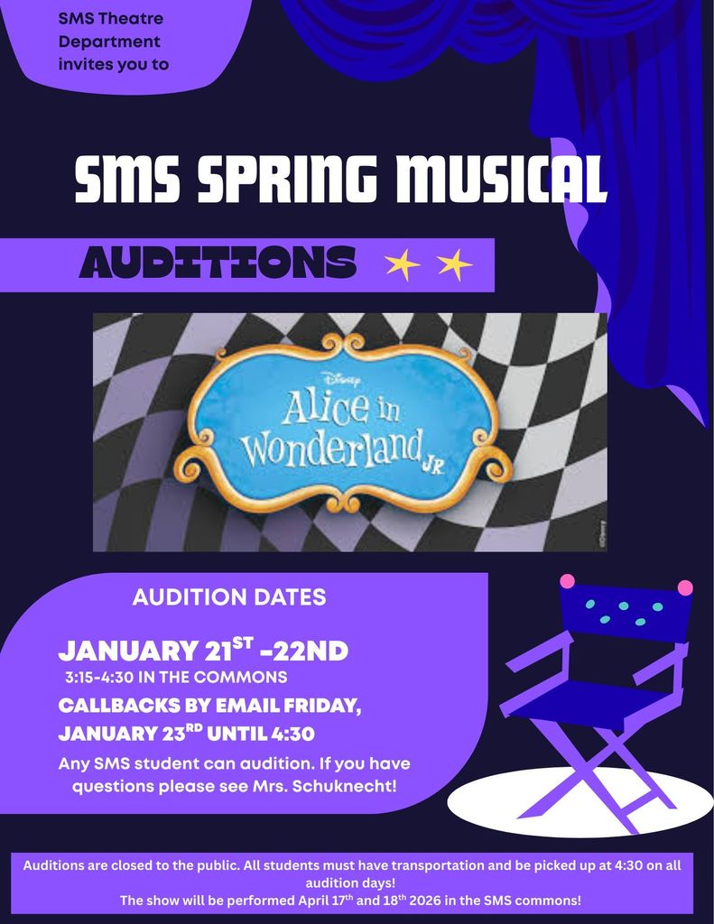 SMS Spring Musical Flyer, all information is in the post.