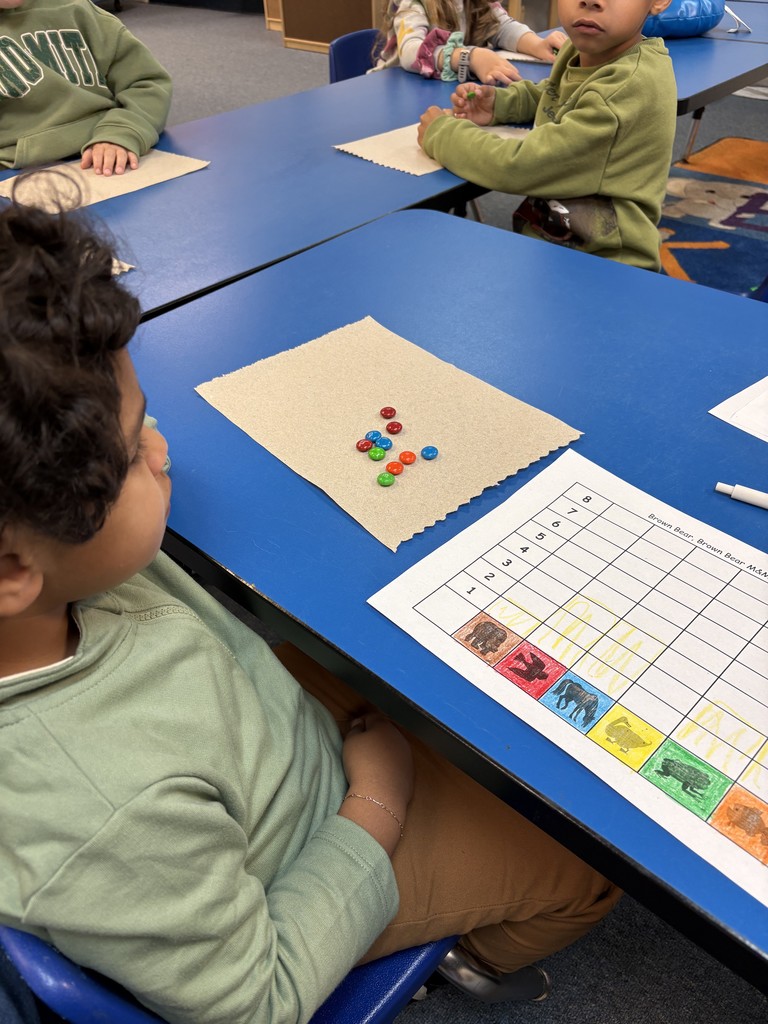 Student graphing with M&Ms after erading  Brown Bear Brown Bear What Do You See?