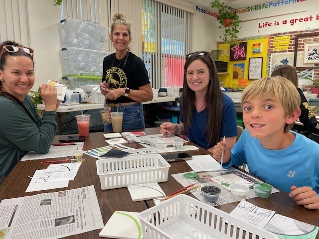 PTO finishing their tiles