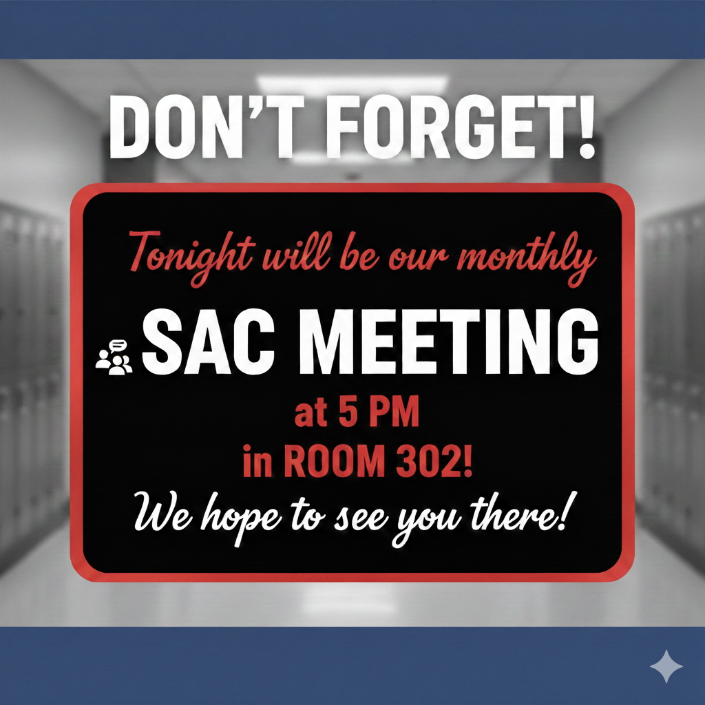 SAC meeting tonight at 5PM!