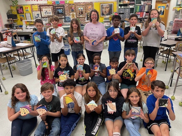 Mrs. VW' s class display their tiles.