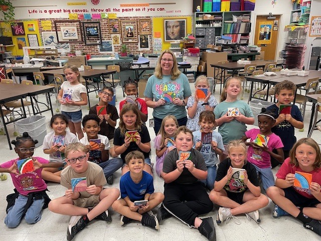 Mrs. Carter's class with their tiles.