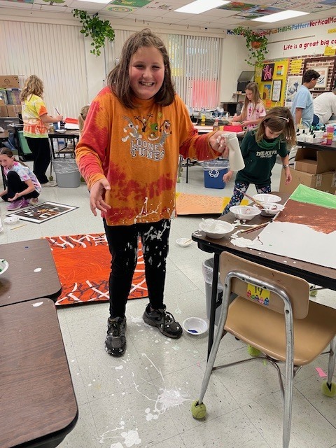 CTE Art Club Members working on Living Portraits.