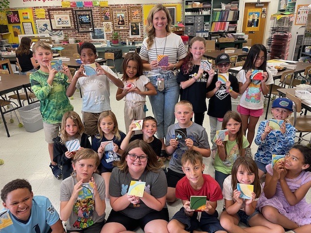 Mrs. Miller's class with their tiles.