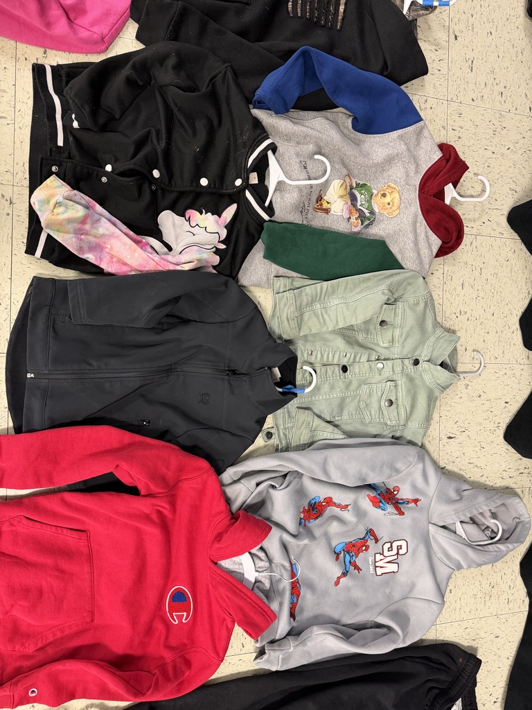 This image shows a black varsity-style jacket with a unicorn graphic, a grey hoodie with a Polo bear, a black zip-up softshell, a light green denim-style jacket, a bright red Champion hoodie, and a light grey Spider-Man hoodie.