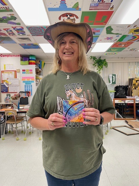 Mrs. Johnston with her tile.