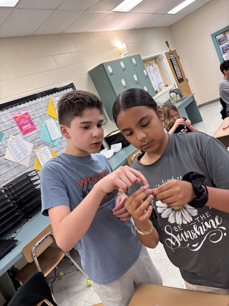 During science block, Mrs. Cook’s 5th graders spent time investigating and illustrating how electricity flows through a closed circuit (a complete loop) by creating their own popsicle stick flashlights!