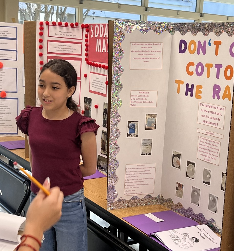 The day of last week’s Art & Science Night, our 5th grade scientists were presenting their Science Fair projects, where they were interviewed and judged using a set of criteria. Each student had to confidently explain, discuss, and defend their project, showing not only their research but also their critical thinking and problem-solving skills.