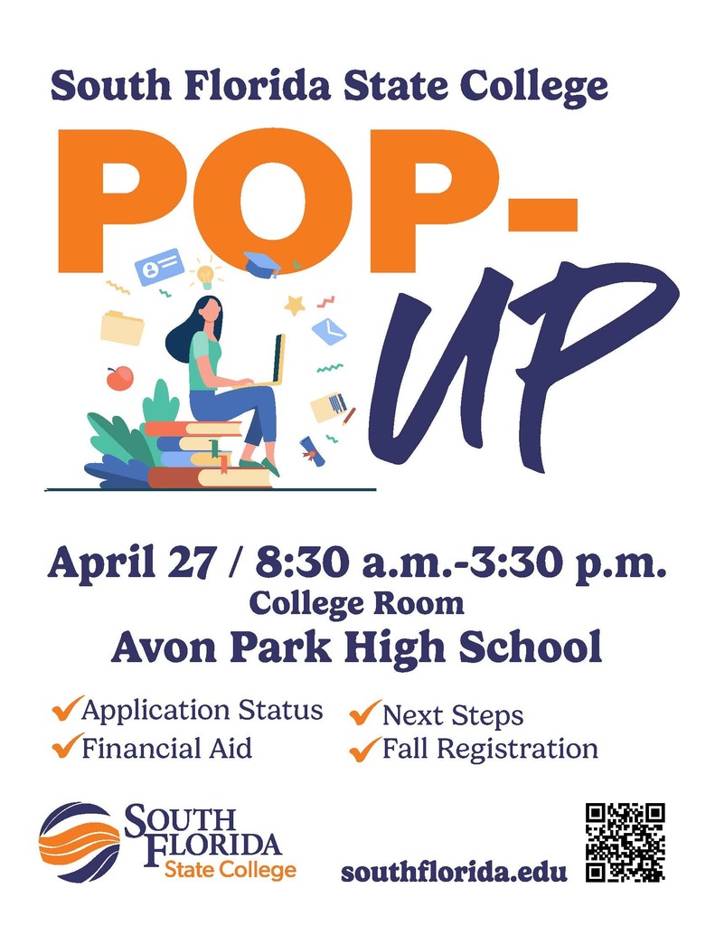 Flyer in large graphics in orange and blue