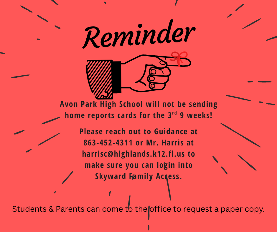 Report cards reminder with a finger with a ribbon tied around the pointer finger