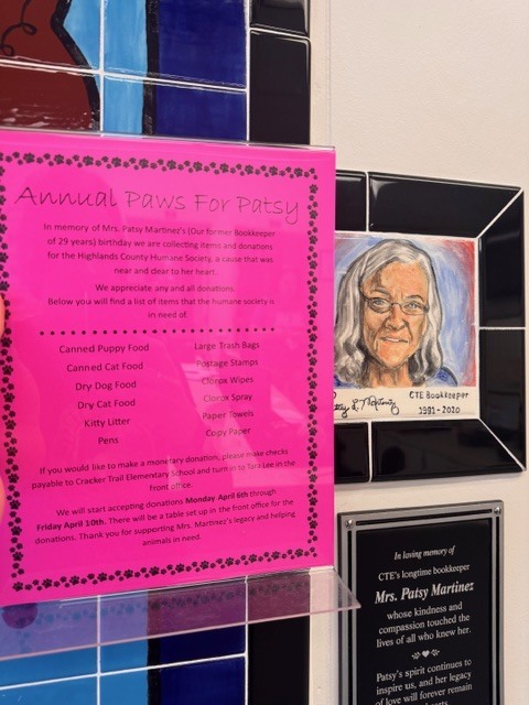 Join us in honoring the memory of our beloved Mrs. Patsy Martinez, CTE’s longtime bookkeeper and our very own “Mama Patsy.” Her love for our Mustangs and her passion for helping animals continues to inspire us every day.