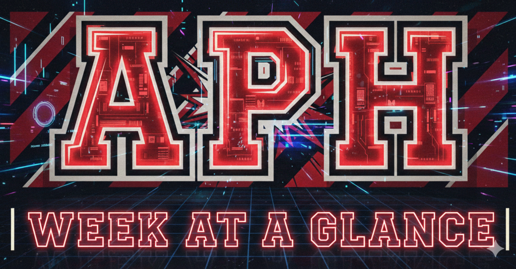 Week at a Glance Header in the style of a comic book page cell