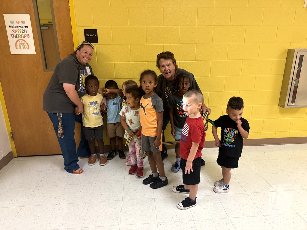 Students and staff during our Austism Awareness hallway walk.
