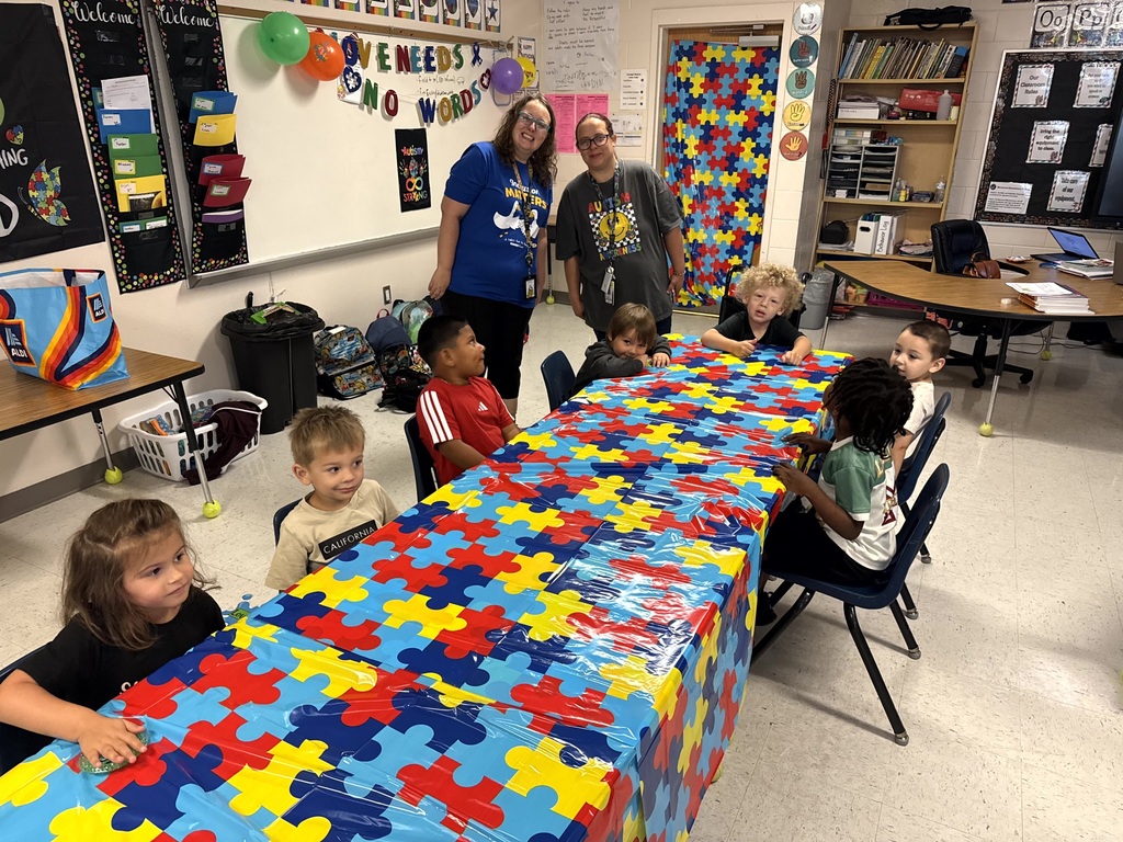 Students and staff during our Austism Awareness hallway walk.