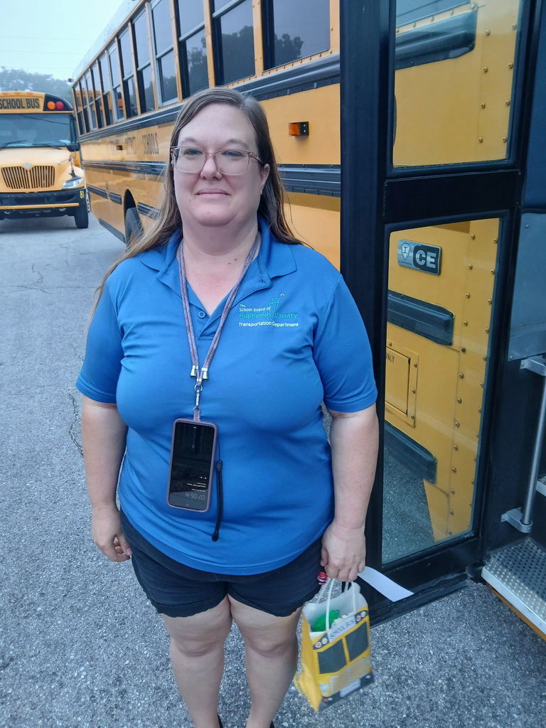 AES Bus driver with goodie bag for Bus Driver Appreciation day 2026.