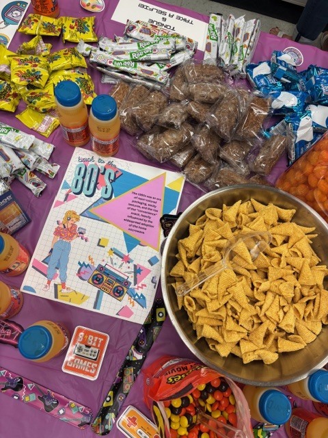 5th grade provided the staff with a time warp of snacks and candy!!