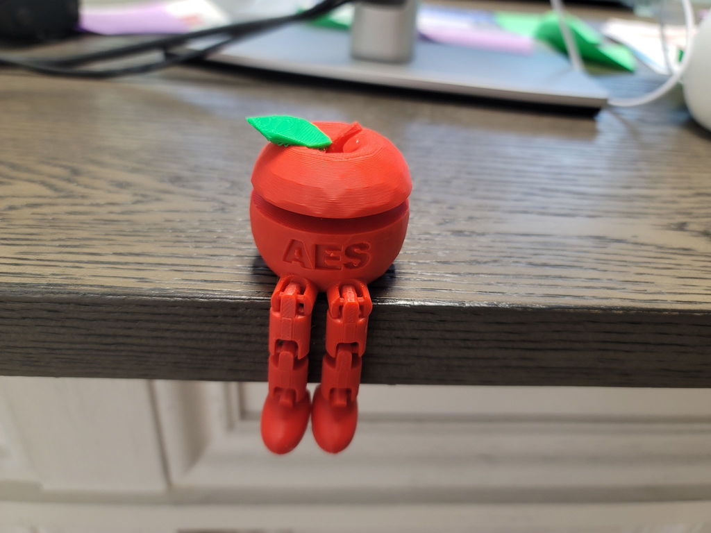 The AES apple 3d printed for staff. 