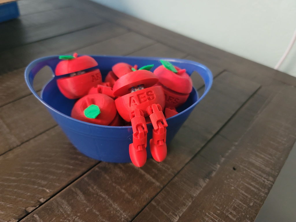 The AES apple 3d printed for staff. 