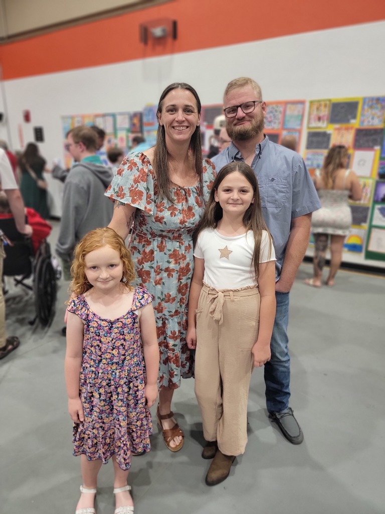 MES students and Art Teacher Mrs. Sutermeister at the District Art Show for awards and showcase of all of the MES Artwork.