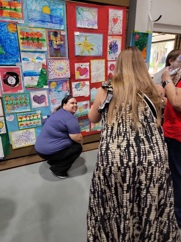 MES students and Art Teacher Mrs. Sutermeister at the District Art Show for awards and showcase of all of the MES Artwork.