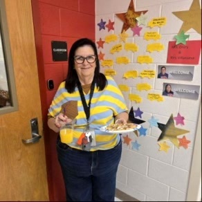 MES staff with their delicious waffle. 