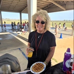 MES staff with their delicious waffle. 